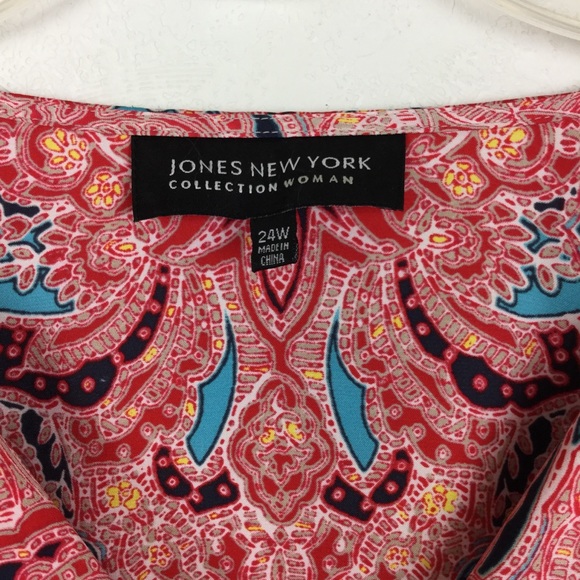 Jones New York Collection 24W Top Red Paisley - Picture 3 of 5